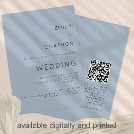 Convites Texto Simples Dusty Código QR Casamento