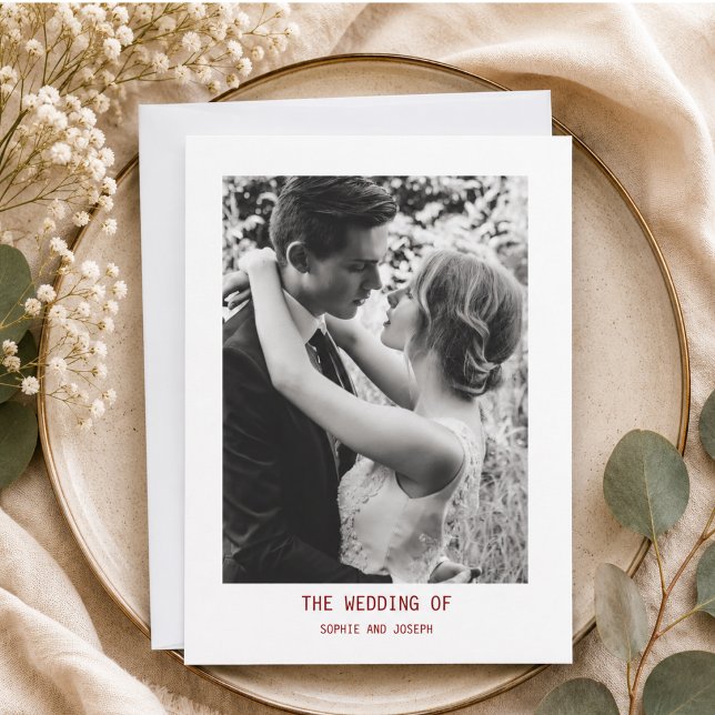 Convites  Texto Simples e Elegante & Foto | Casamento  (Simple Elegant Text & Photo | Wedding Invitation)