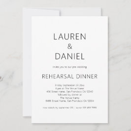 Convites Texto Simples Janto de Ensaio de Casamentos Branco