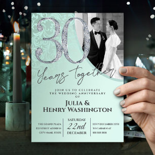 Convites Textura de Diamante Aniversário de Casamento de 30