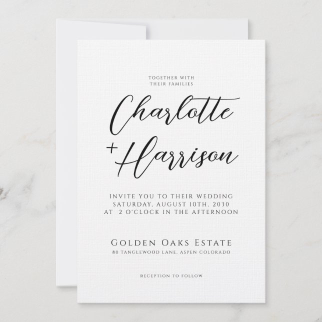 Convites Textura de Linen Embossed (Frente)