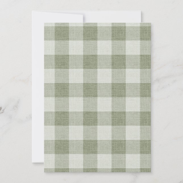Convites Textura de Linho Xadrez Búfalo em Gingham Verde Sa (Frente)