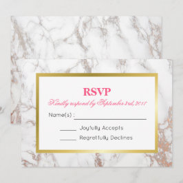 Convites Textura de mármore branco com uma RSVP de quadros 