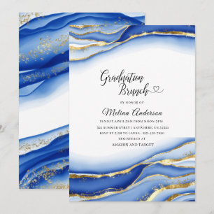 Convites Textura de tinta alcoólica azul aguarela formatur