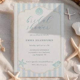 Convites Textured Coastal Seashell Nautical Bridal Shower