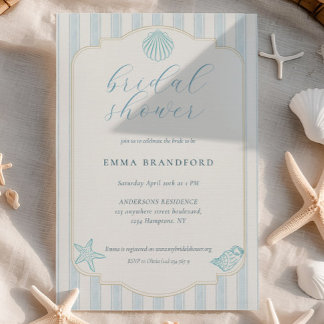 Convites Textured Coastal Seashell Nautical Bridal Shower