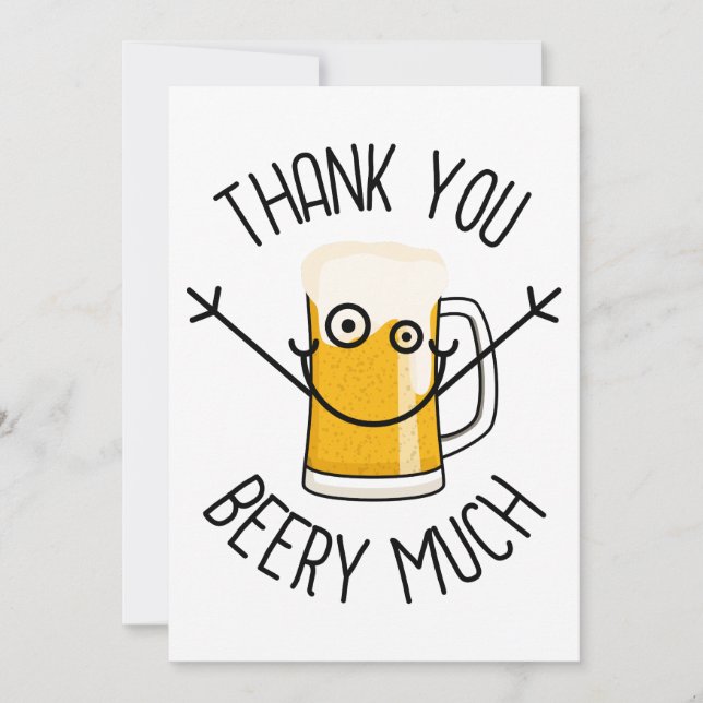 Convites Thank You Beery Much - Silly Face (Frente)