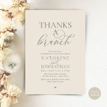 Convites Thanks A Brunch, Modern Classy Wedding<br><div class="desc">Elegantly announce your happily ever after with our modern classy wedding elopement celebration invitation card, "Thanks a Brunch". Tailored for couples continuing their love story, this invitation strikes a perfect balance of sophistication and charm, setting the scene for an unforgettable event. Featuring a modern contemporary script design, dark grey text...</div>