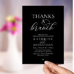 Convites Thanks A Brunch, Modern Classy Wedding<br><div class="desc">Elegantly announce your happily ever after with our modern classy wedding elopement celebration invitation card, "Thanks a Brunch". Tailored for couples continuing their love story, this invitation strikes a perfect balance of sophistication and charm, setting the scene for an unforgettable event. Featuring a modern contemporary script design, white text on...</div>