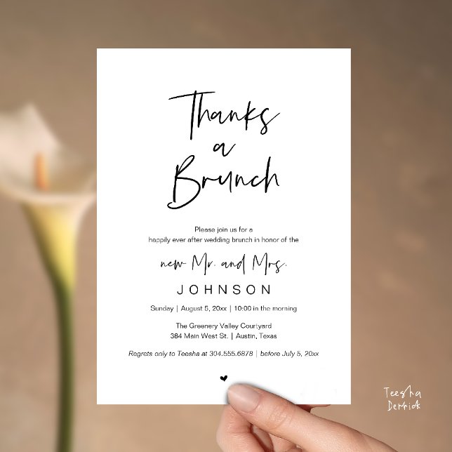 Convites Thanks a Brunch, Post modern wedding celebration (Thanks a Brunch, Post modern wedding celebration, wedding crew, Invitation card, black and white)