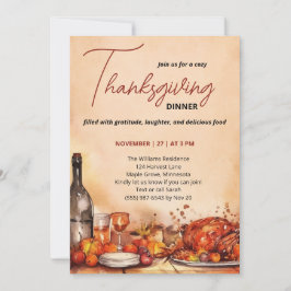 Convites Thanksgiving Dinner invitation with Autumn Feast