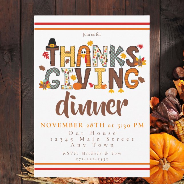 Convites  Thanksgiving Dinner Script Festive  (Criador carregado)