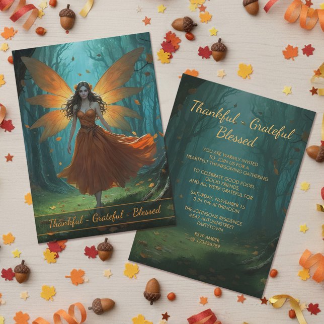 Convites Thanksgiving Enchanted Autumn Fairy Party (Criador carregado)