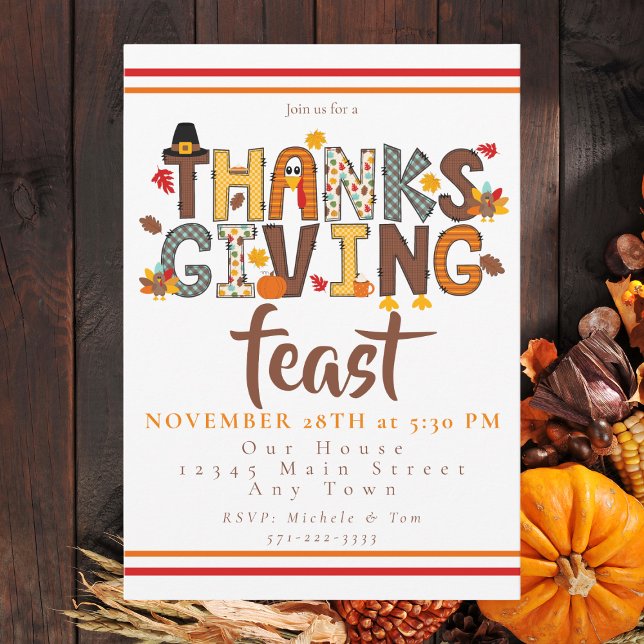 Convites  Thanksgiving Feast Script Festive  (Criador carregado)