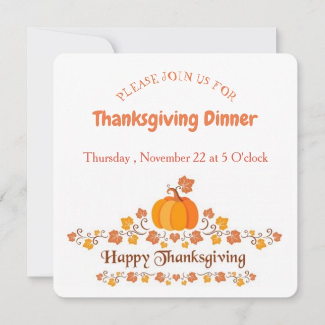 Convites thanksgiving invitation card (Frente)