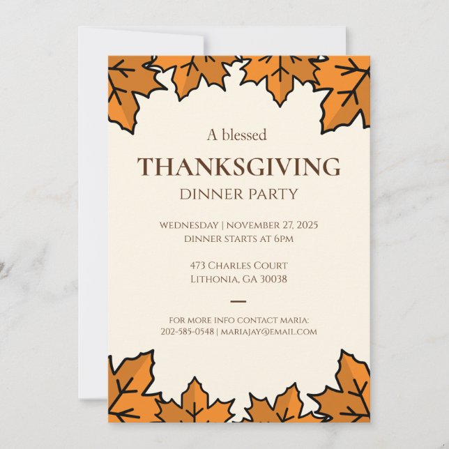Convites  Thanksgiving Invitation – Printable Potluck Invt (Frente)