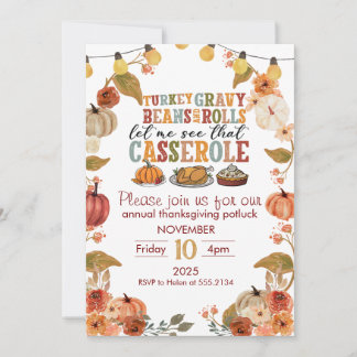 Convites Thanksgiving Potluck Invitation Rustic Fall Party