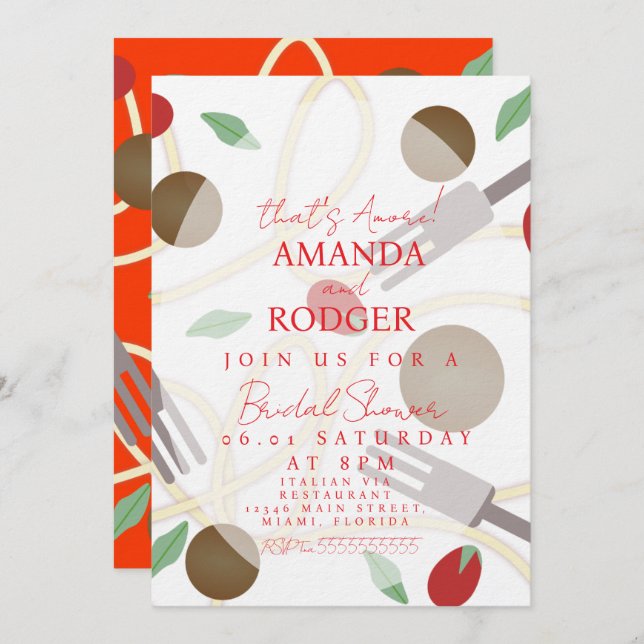 Convites That’s Amore Italian Pasta Wedding (Frente/Verso)