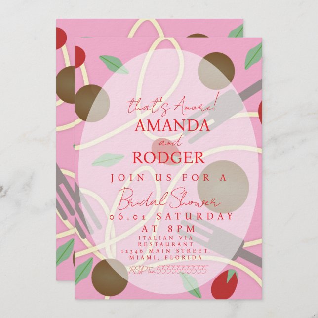 Convites That’s Amore Italian Pasta Wedding (Frente/Verso)