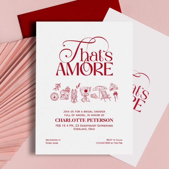 Convites That’s Amore Red Bridal Shower invitation (Criador carregado)