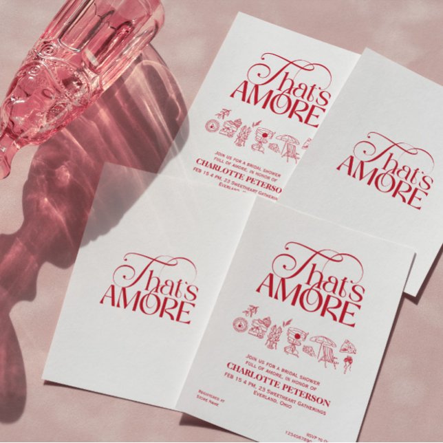 Convites That’s Amore Red Bridal Shower invitation (Criador carregado)