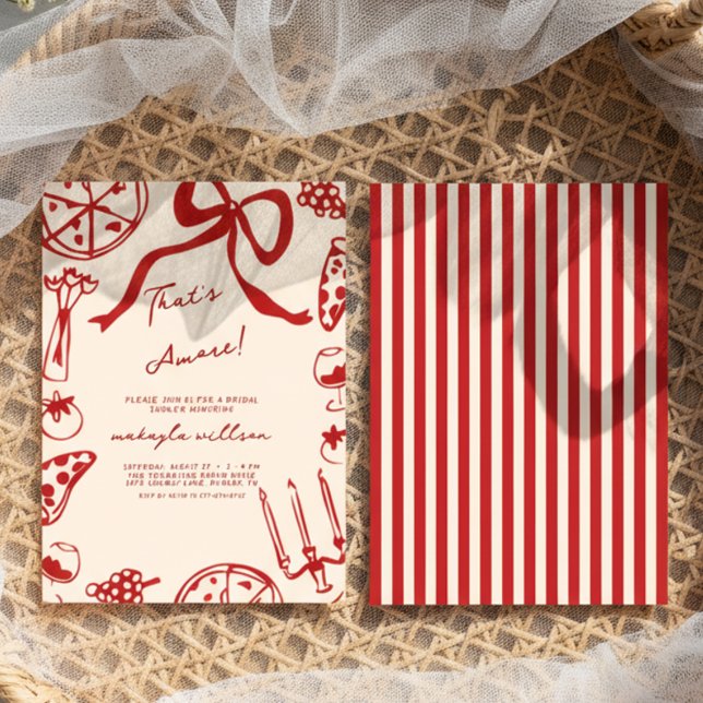 Convites That’s Amore Red Italian Sketch Food Bridal Shower (Criador carregado)