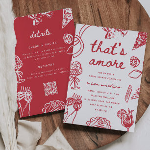 Convites "That's Amore" Chá de Noiva Italiano Caprichoso