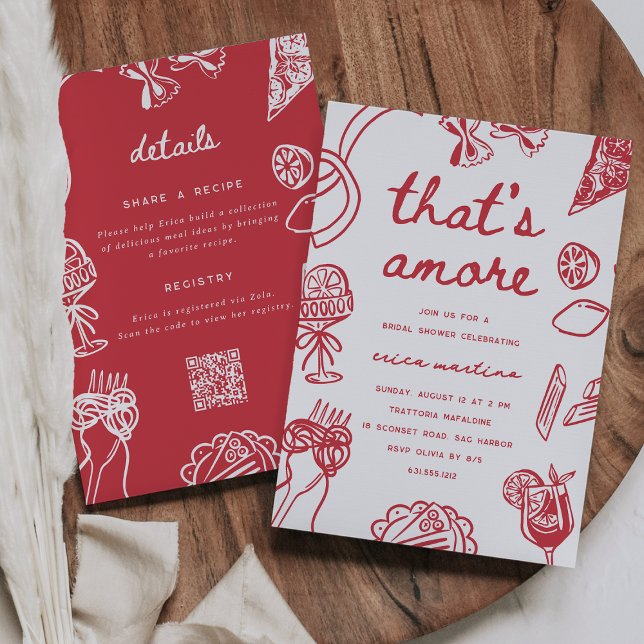 Convites "That's Amore" Chá de Noiva Italiano Caprichoso (Criador carregado)