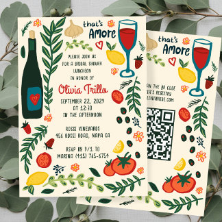 Convites That's Amore Italian Food CUSTOM Bridal Shower QR