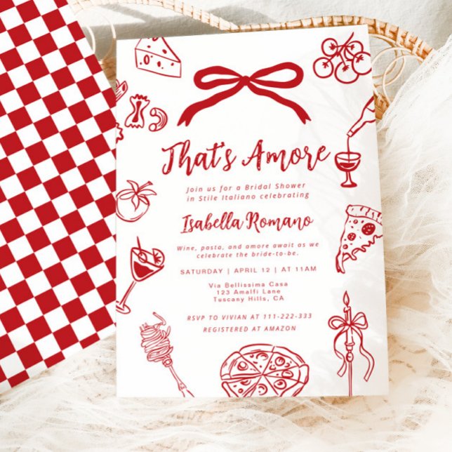 Convites That's Amore Italian Hand drawn Bridal Shower (Criador carregado)