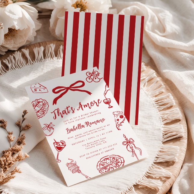 Convites That's Amore Italian Hand drawn Bridal Shower (Criador carregado)