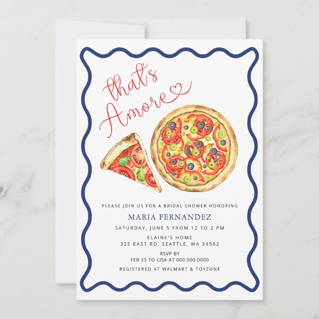 Convites Thats Amore Italian Pizza Party Bridal Shower (Frente)