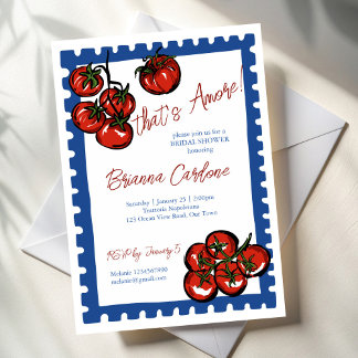 Convites That's amore tomato blue Italian bridal shower