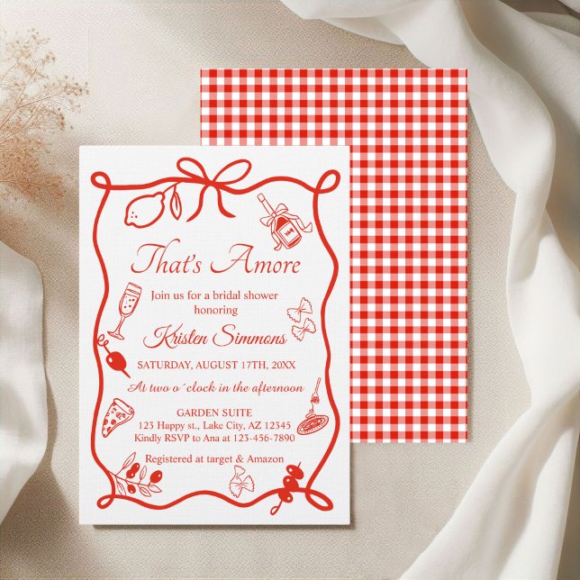 Convites That's Amore Whimsical Italian Pizza Bridal Shower (That's Amore Italian Food Bridal shower Invitation)