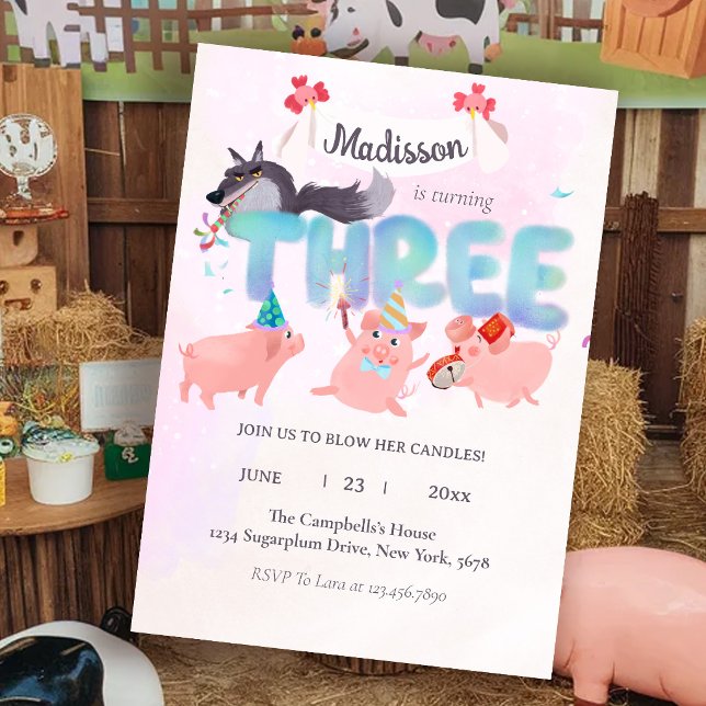 Convites the big bad wolf and three little pigs (Criador carregado)