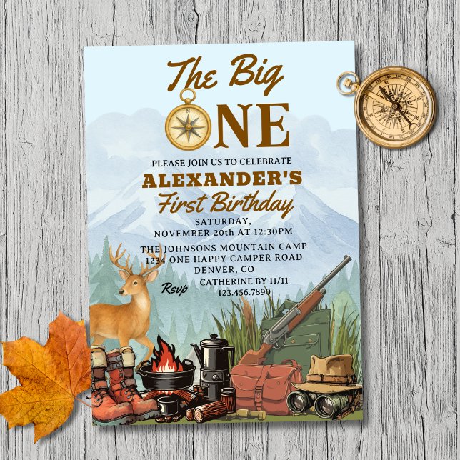 Convites The Big One Hunting Camping 1st Birthday (Criador carregado)