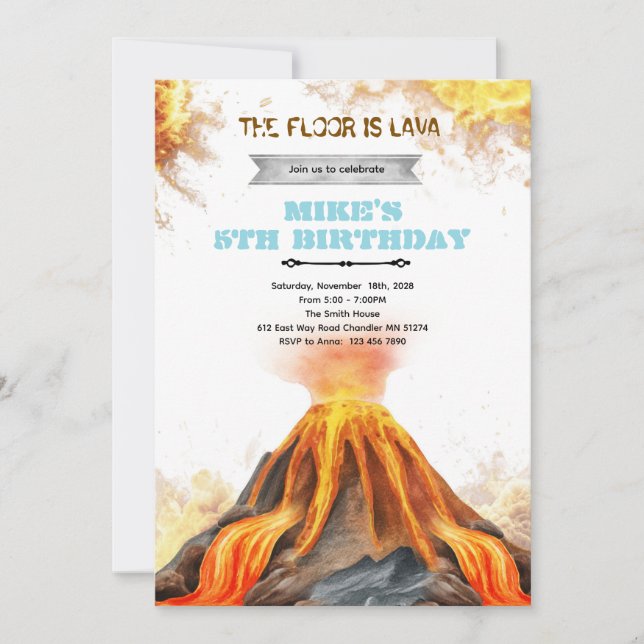 Convites The Floor is Lava birthday party invitation (Frente)