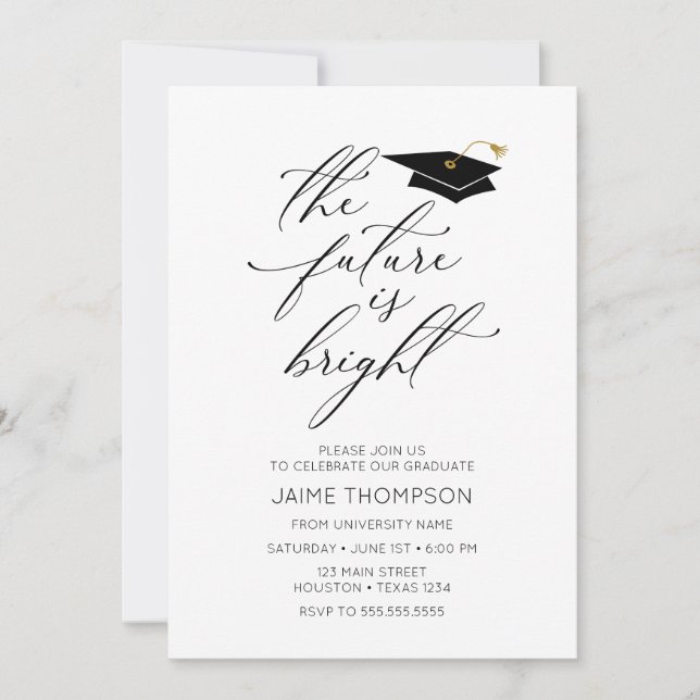 Convites The future is bright Modern Graduation Invitation (Frente)
