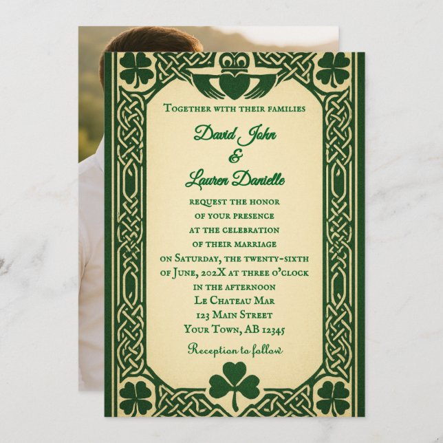 Convites The Gaelic Seal Photo Wedding Invitation (Frente/Verso)