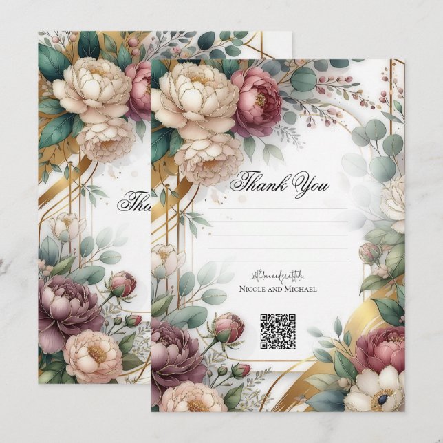 Convites The Gilded Secret Garden Floral Glam Wedding (Frente/Verso)