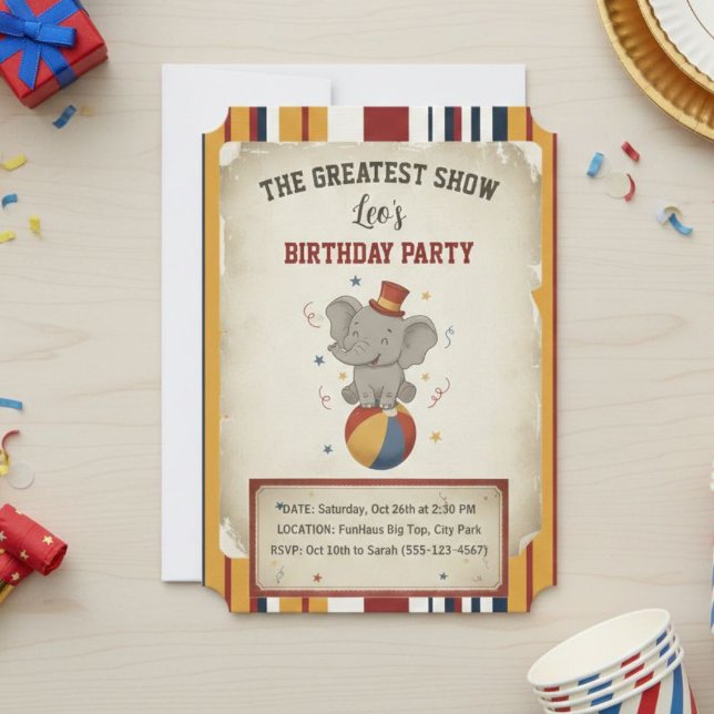 Convites The Greatest Show | 1st Birthday Circus Invitation (Criador carregado)