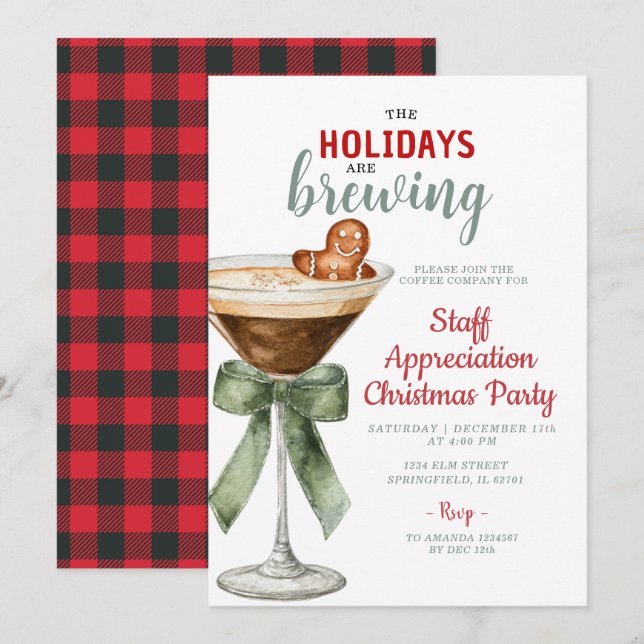 Convites The Holidays Are Brewing Office Community Invite (Frente/Verso)