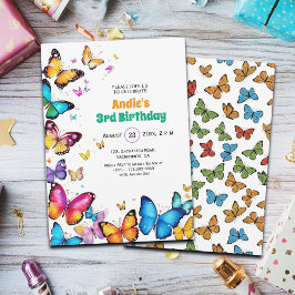 Convites The Joy of Butterflies 3rd Birthday Invitation