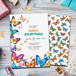 Convites The Joy of Butterflies 6th Birthday Invitation
