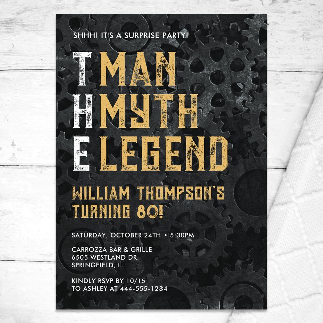 Convites The Man The Myth The Legend Surprise 80th Birthday (Criador carregado)