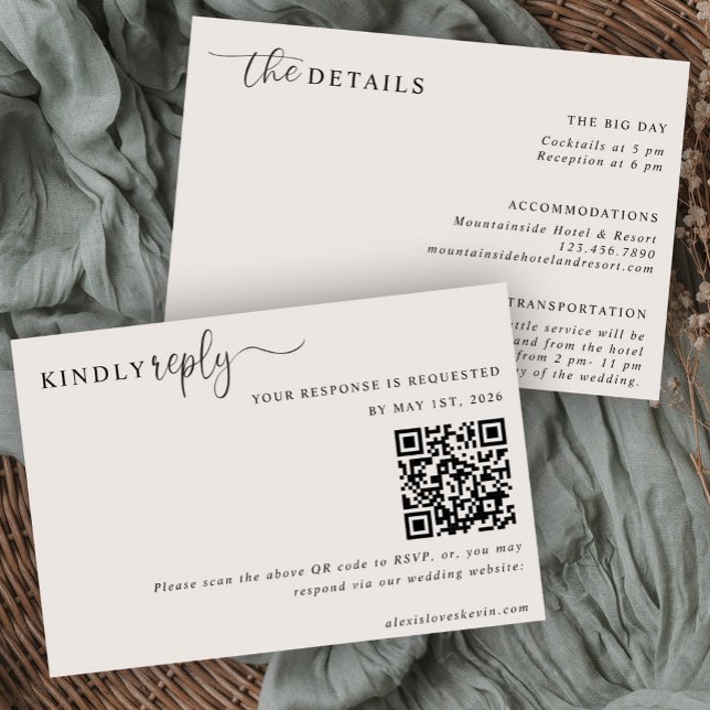 Convites The Modern Neutral RSVP and Details Card  (Criador carregado)