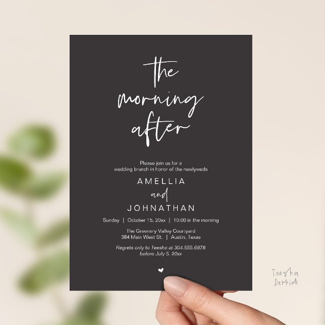 Convites The morning after, Modern Post Wedding Brunch (The morning after, Modern Post Wedding Brunch celebration  Invitation card in charcoal grey)