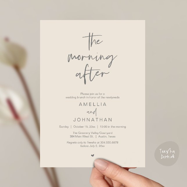 Convites The morning after, Modern Post Wedding Brunch (The morning after, Modern Post Wedding Brunch celebration  Invitation card in cream grey)