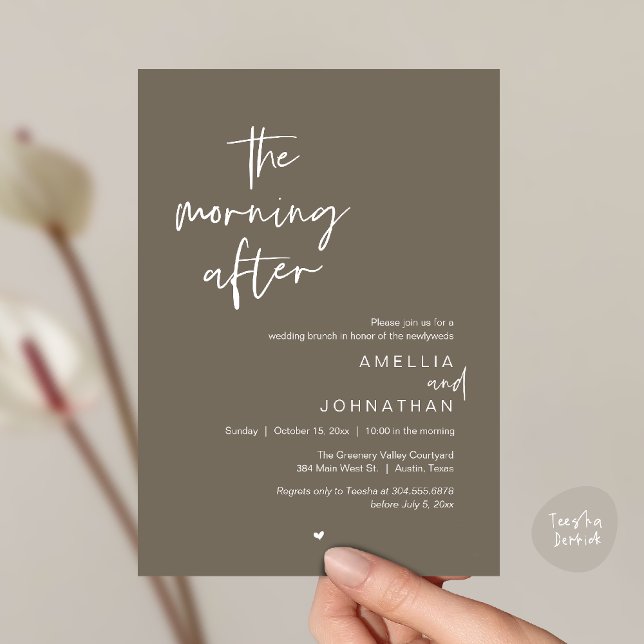 Convites The morning after, Modern Post Wedding Brunch (The morning after, Modern Post Wedding Brunch celebration  Invitation card in taupe brown)