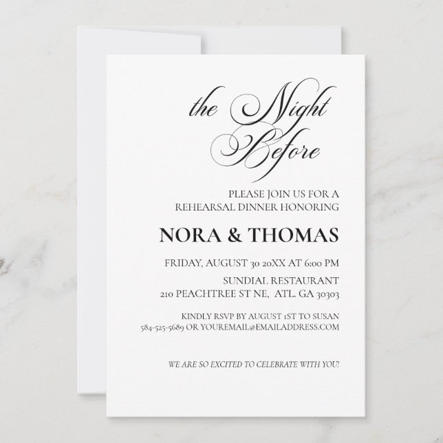 Convites The Night Before Rehearsal Dinner Invitation (Frente)